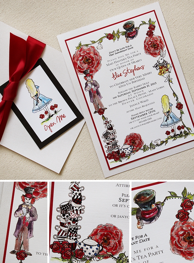 Don't Be Late Vintage Alice In Wonderland Wedding Invitation