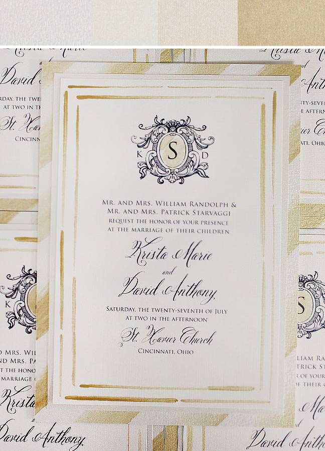 Gold Stripe Wedding Invitation