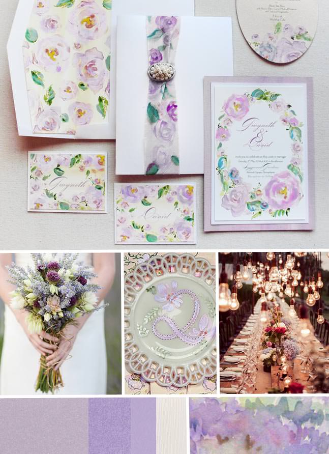 Lavender Watercolor Wedding Invitation