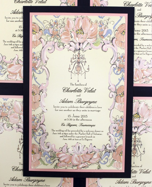 Pink Peony Baroque Wedding Invitations