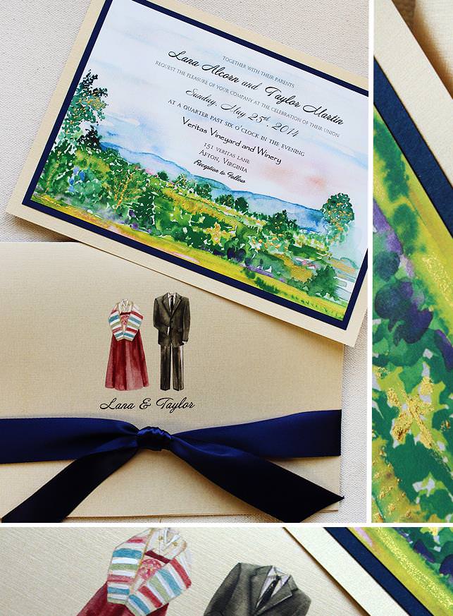 Watercolor Vineyard Wedding Invitations