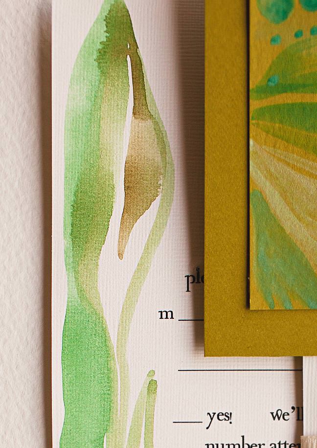 watercolor leaf wedding stationery