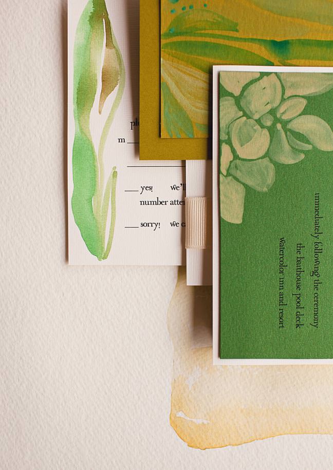 modern leaf wedding invitations