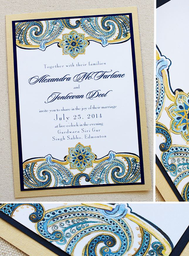 Blue Paisley Wedding Invitations