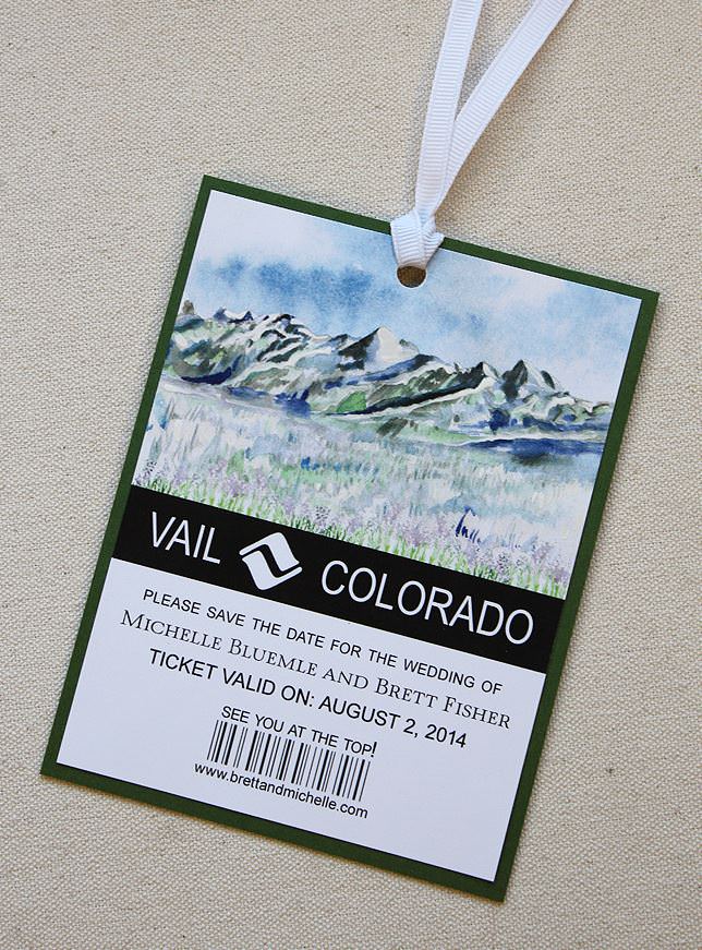 Watercolor Landscape Ski Tag Save the Date