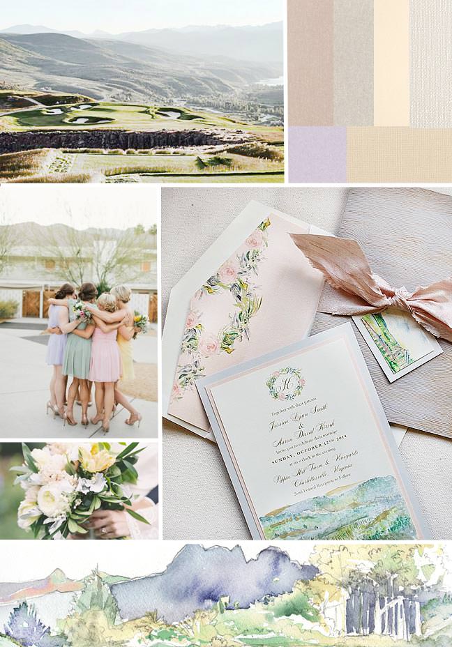 Watercolor Landscape Wedding Invitation