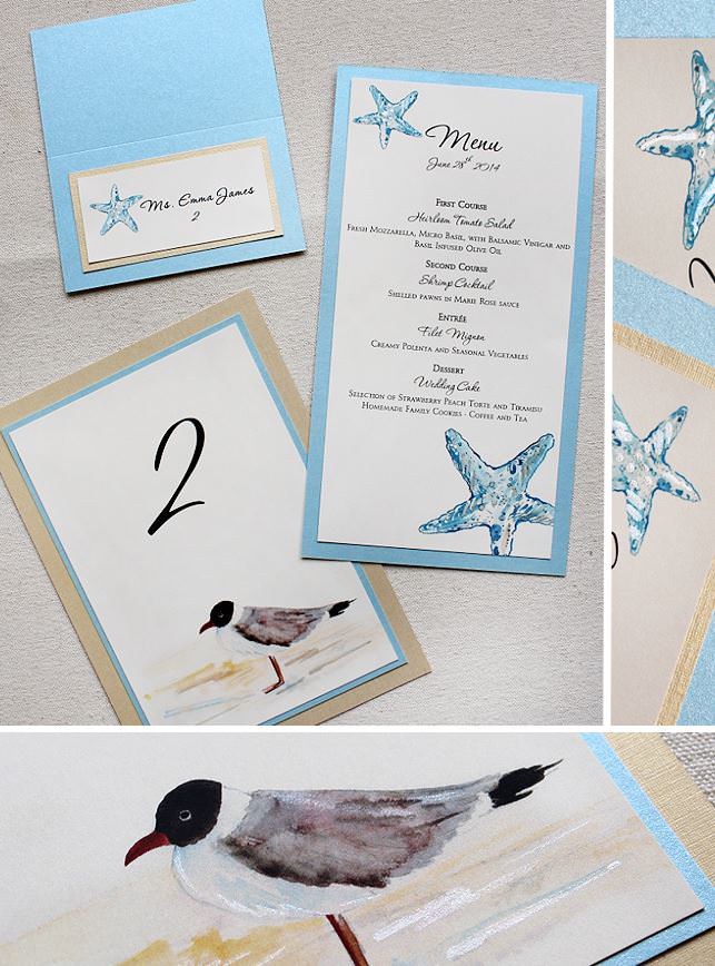 Hydrangea and Starfish Wedding Invitation