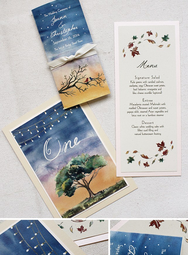 Watercolor Tree Wedding Accessories