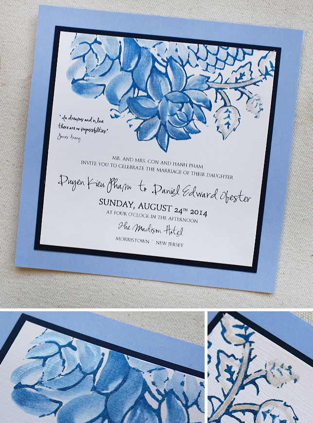 Blue Lotus Wedding Invitation