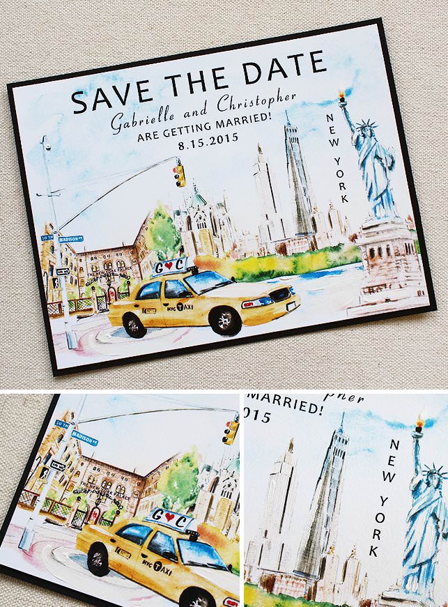Custom Illustrated New York City Save the Dates
