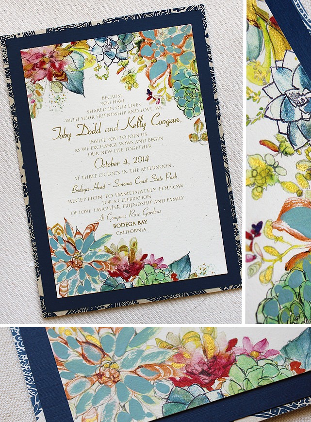 Floral and Succulent Wedding Invitation