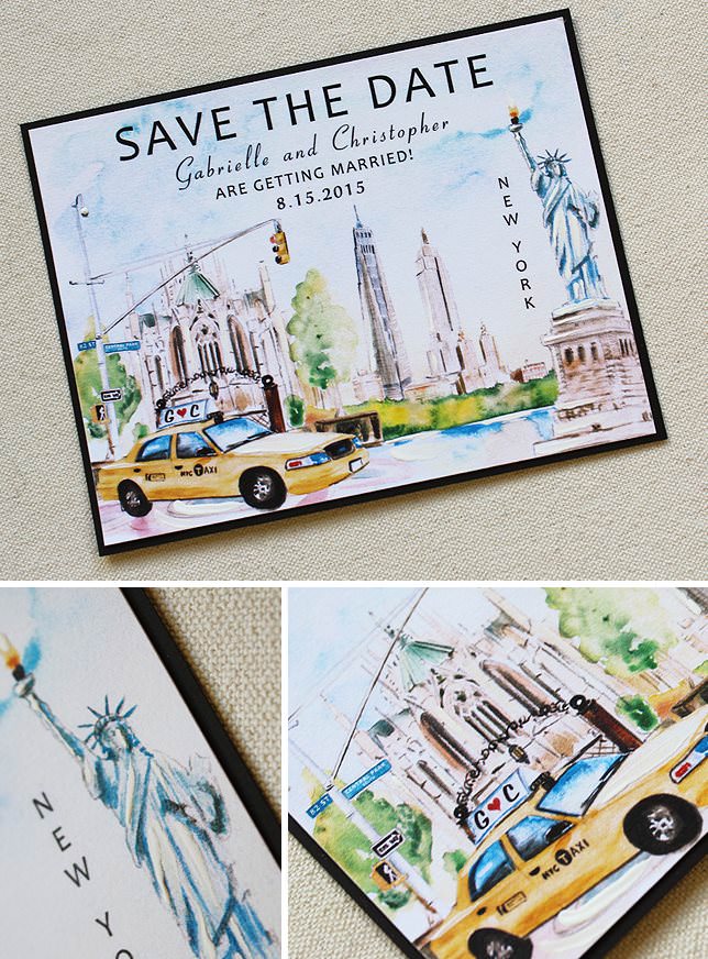 Custom Illustrated New York City Save the Dates