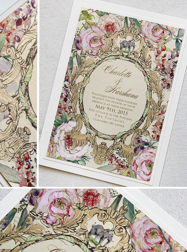 Baroque and Floral Frame Wedding Invitation
