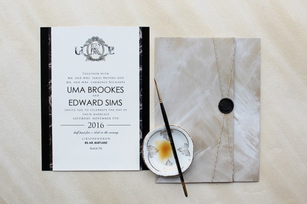 illustrated-monogram-wax-seal-black-tie-wedding-invitation