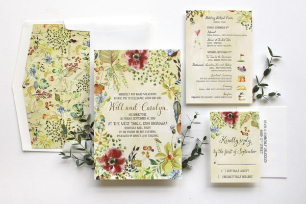 Watercolor Botanical Wedding Invitations