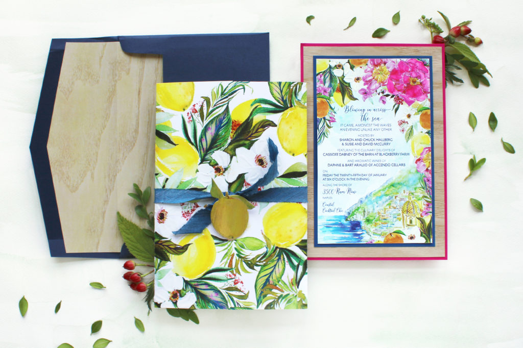 Bright Floral and Lemon Italian Inspired Corporate Event Stationery