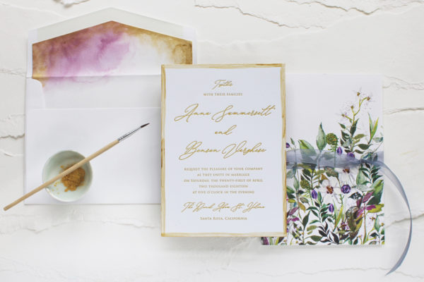 Modern Letterpress and Botanical Wedding Invitations