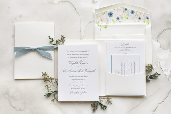 Classic Black Tie Letterpress Wedding Invitations