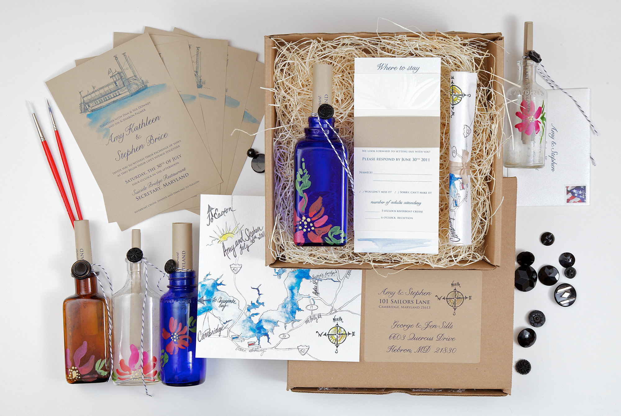 hand-painted-message-in-a-bottle-wedding-invitations