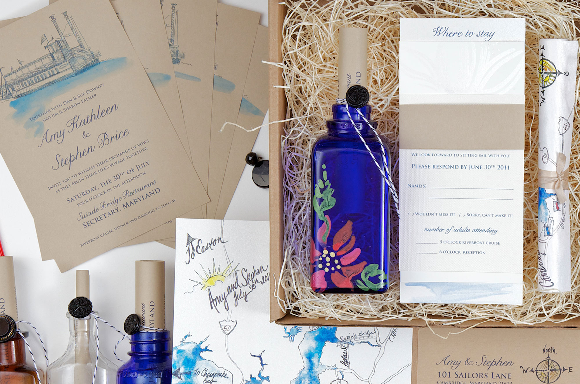 hand-painted-message-in-a-bottle-wedding-invitations