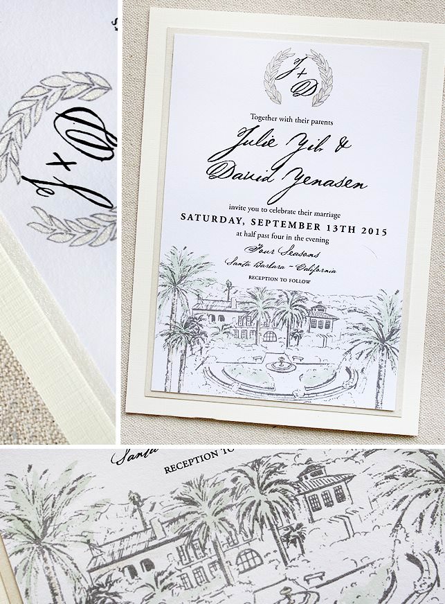 Venue Illustration Wedding Invitations