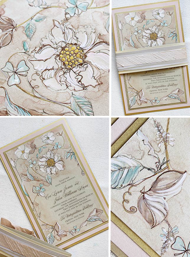 Hand Painted Floral Wedding Invitation