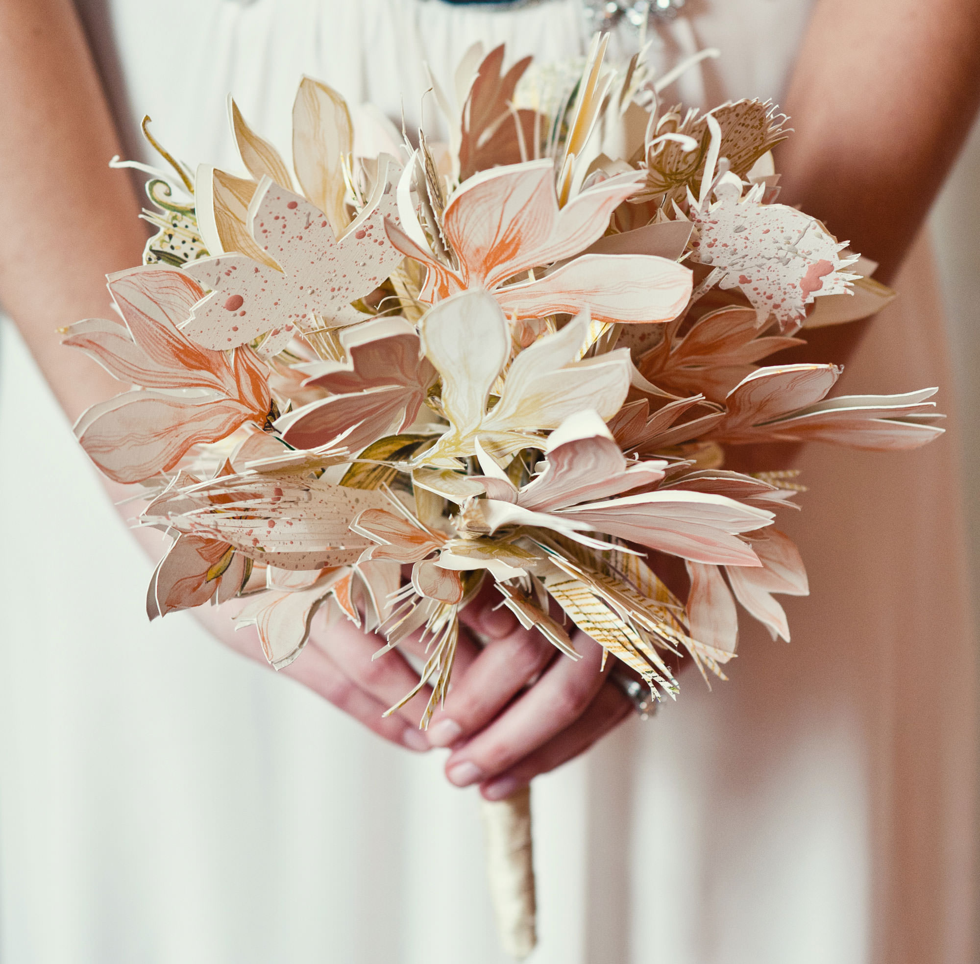 tangerine-tango=wedding-paper-flower-bouquet