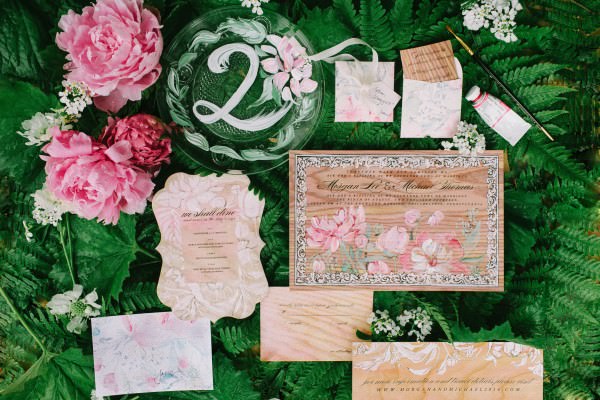 wood-pink-peony-wedding-invitation