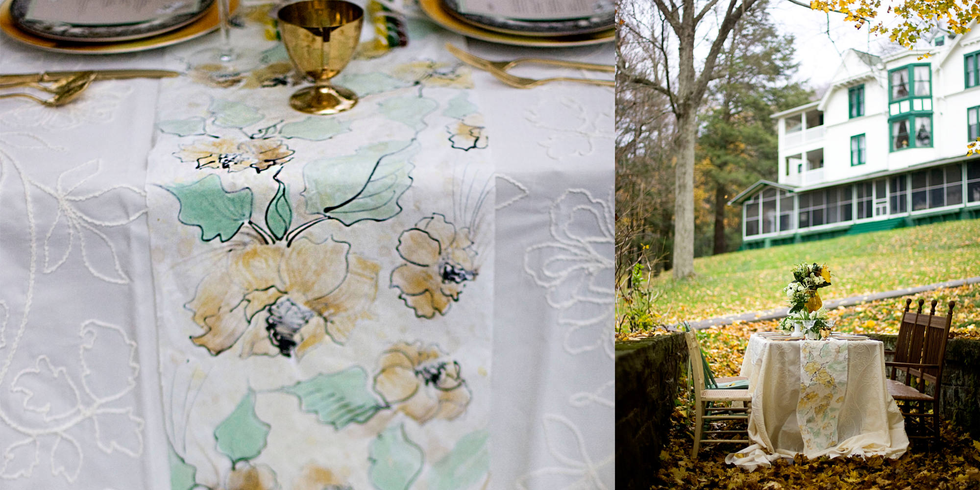 vintage-green-gold-watercolor-wedding-table-setting