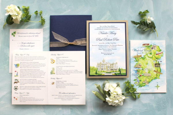 Watercolor Ireland Destination Wedding Invitations