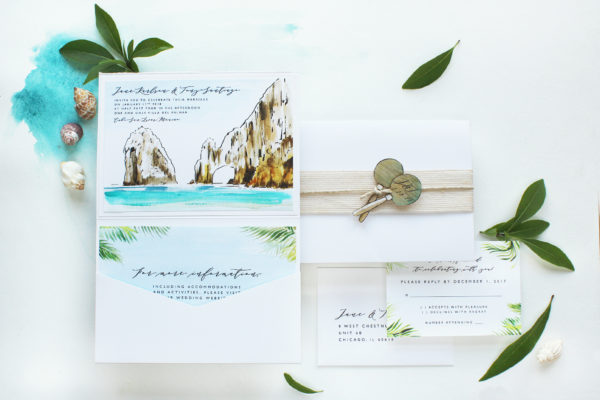 Modern Cabo San Lucas Beach Destination Wedding Invitations