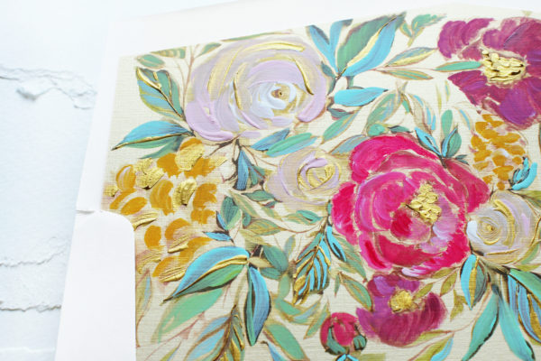 Opulently Hand Painted Floral Wedding Invitation