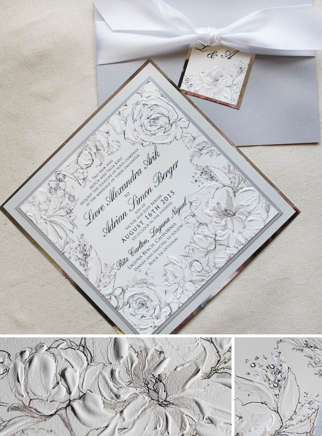 White Floral Wedding Invitations