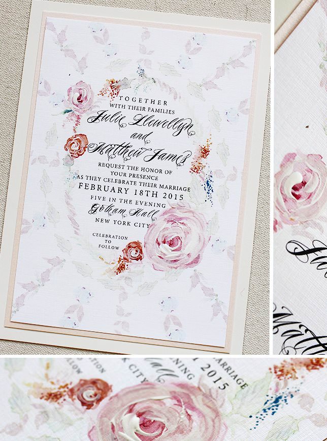 Watercolor Floral Frame Wedding Invitations