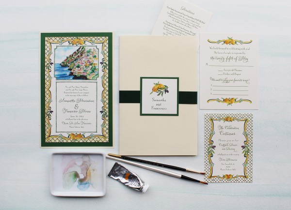 Italy Watercolor Wedding Invitation