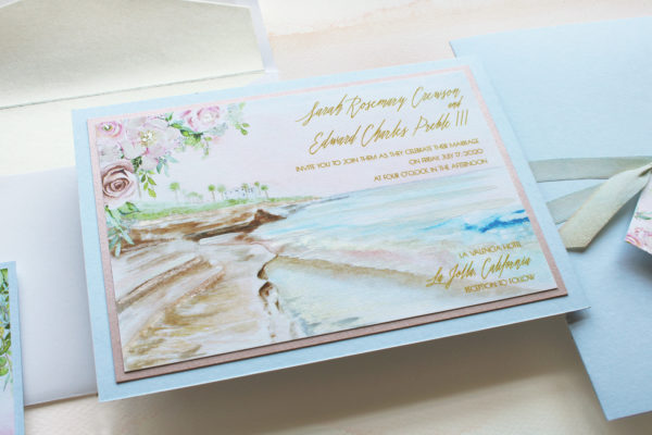 Soft Watercolor Beach Wedding Stationery