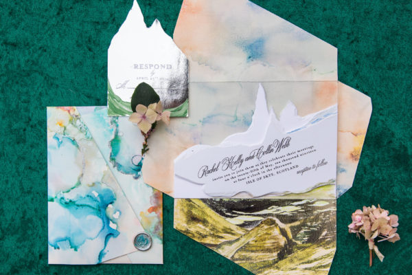 Watercolor Abstract Landscape Wedding Invitations