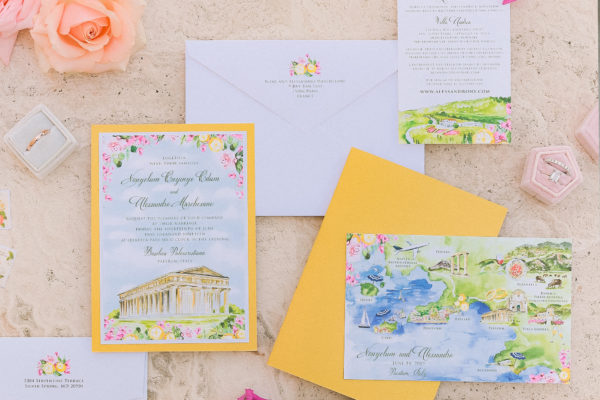 Watercolor Italy Destination Wedding Invitations