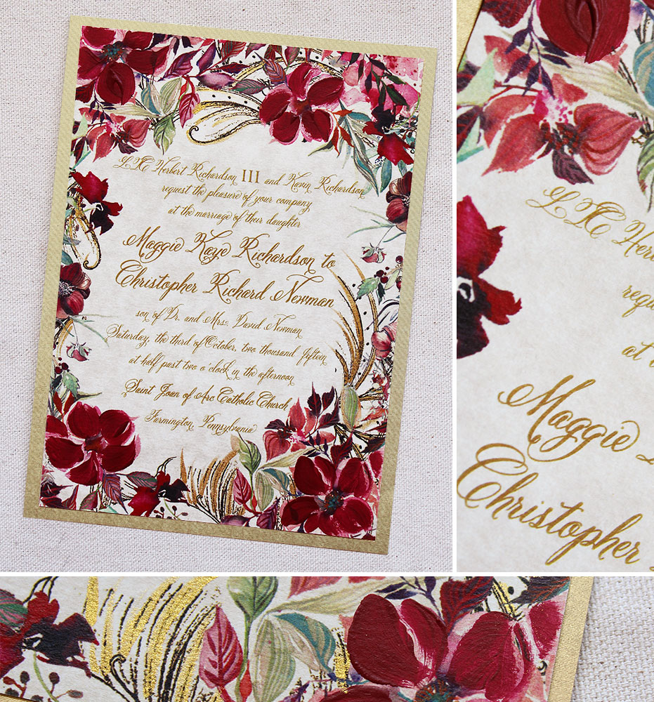 red-flower-botanical-wedding-invite