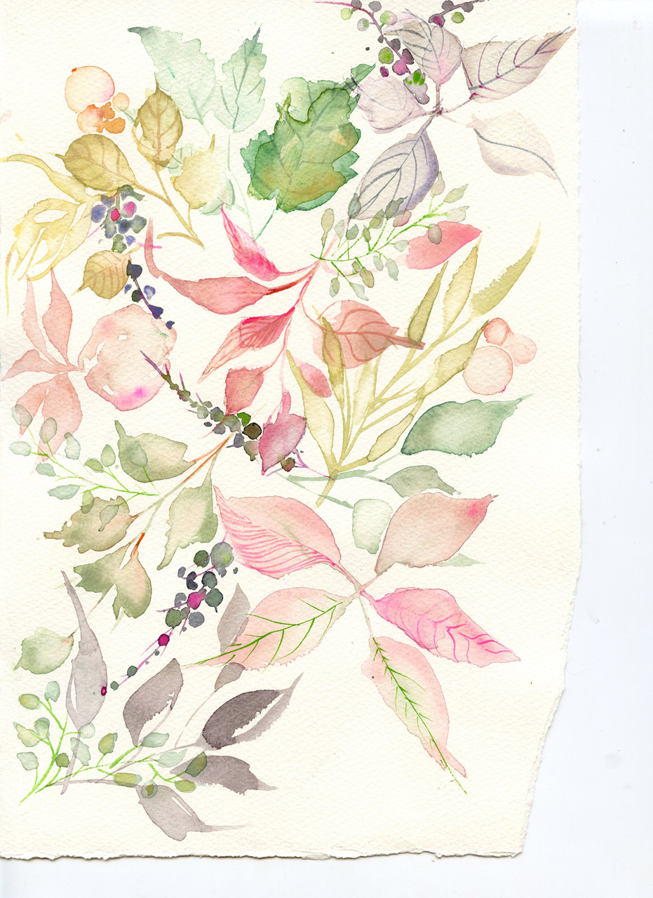 watercolor-leaves pattern