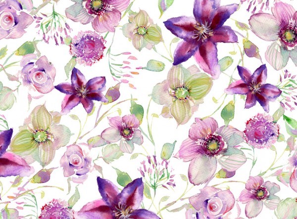 watercolor-flower-pattern-purple