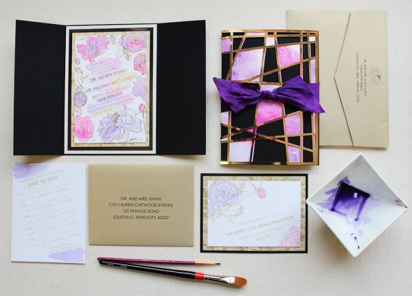 modern-foil-watercolor-wedding-invitation-set
