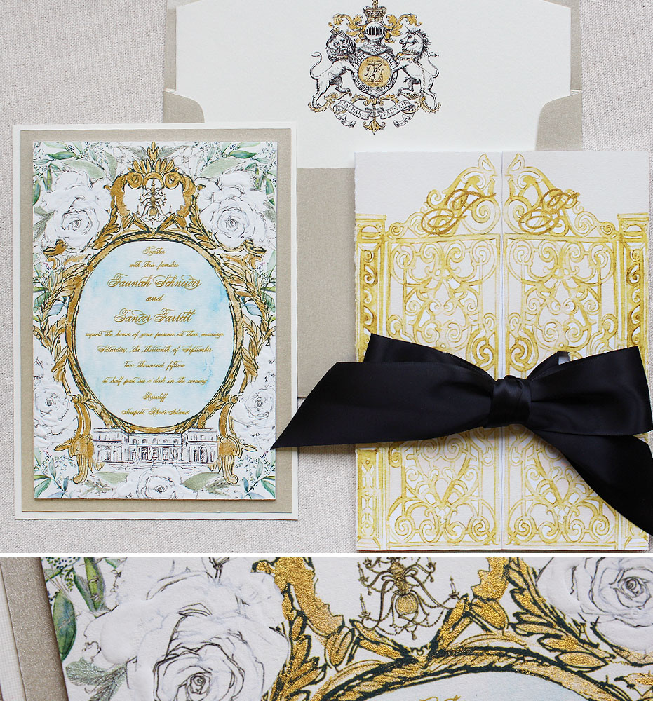 gold-frame-floral-wedding-invite