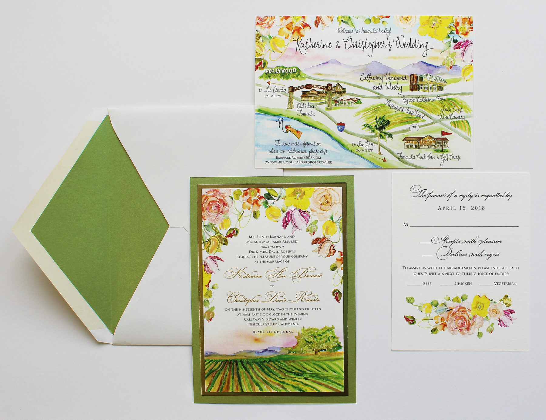Temecula Floral and Landscape Wedding Invitation