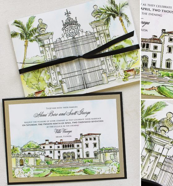 Alina B. - Custom Venue Illustration Wedding Invitations