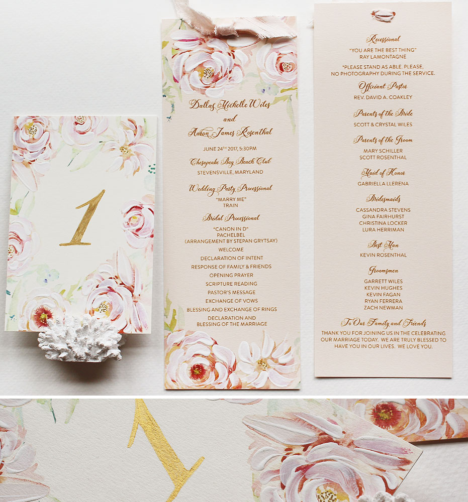 Pink and Peach Floral Pattern Wedding Invitations