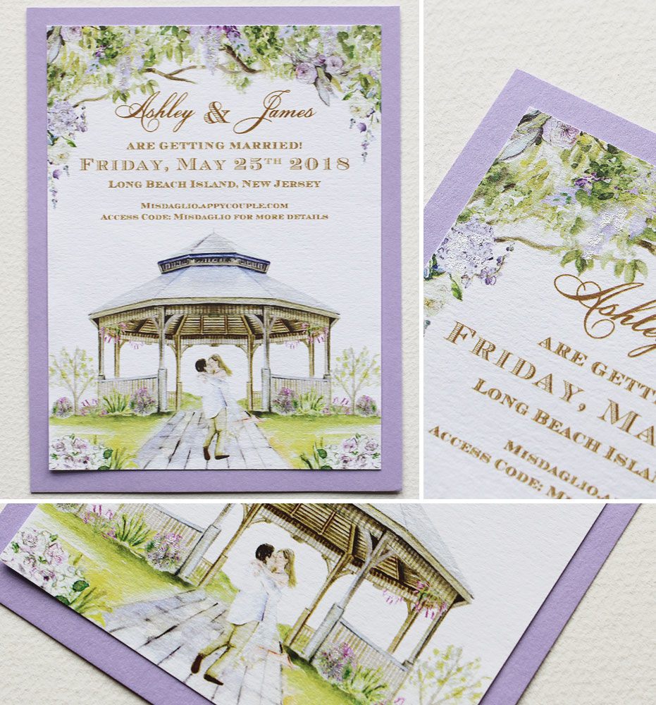 Bonnet Island Seaside Wedding Invitations and Save the Dates