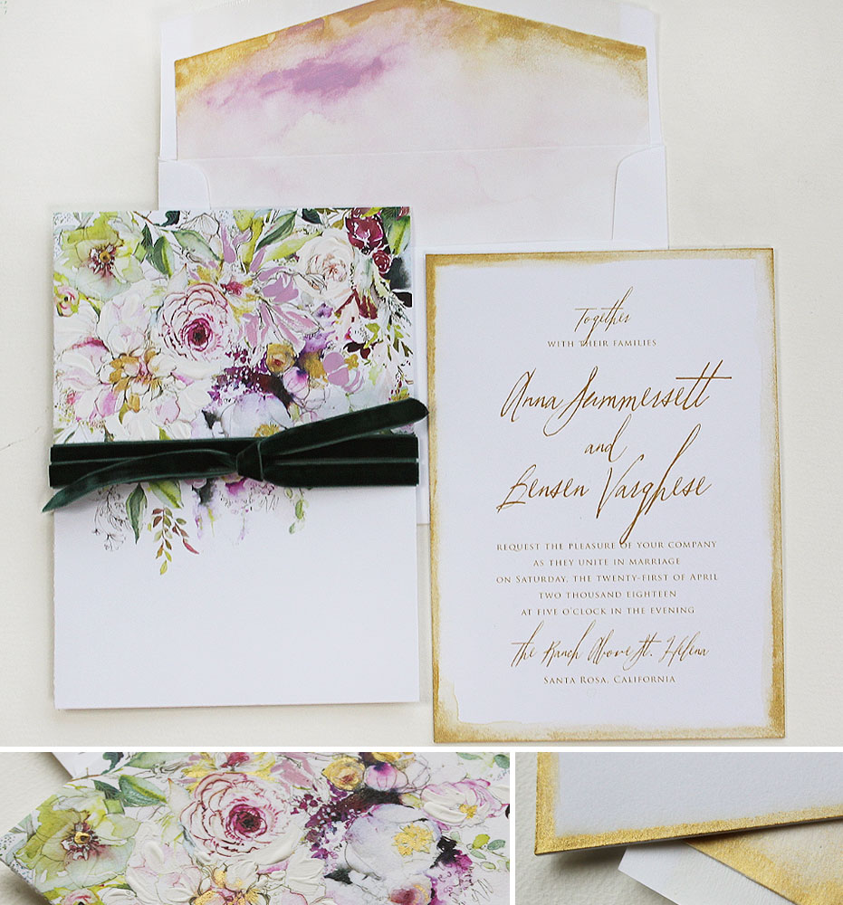Hand Painted Botanical Pattern Wedding Invitations