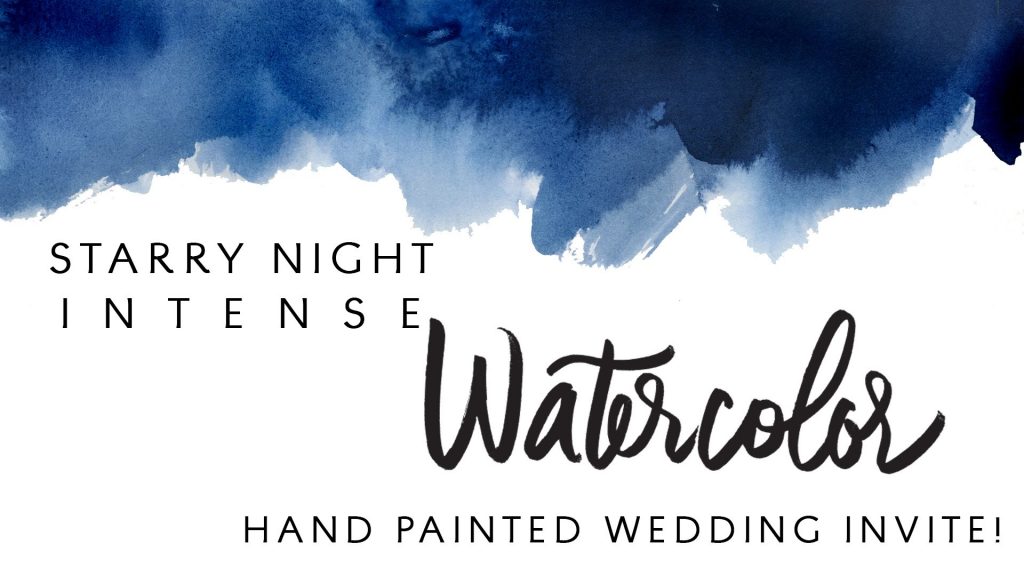 Starry Night Intense Watercolor Hand Painted Wedding Invitation