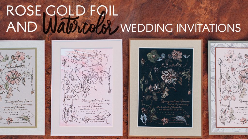Botanical Floral and Rose Gold Foil Watercolor Wedding Invitations
